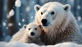 Cute Samoyed puppy playing in snowy Arctic forest generated by AI Royalty Free Stock Photo