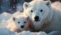 Cute Samoyed puppy playing in snowy arctic forest generated by AI Royalty Free Stock Photo