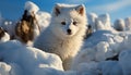 Cute Samoyed puppy playing in snowy arctic forest generated by AI Royalty Free Stock Photo