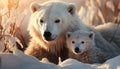 Cute Samoyed puppy playing in snowy arctic forest generated by AI Royalty Free Stock Photo