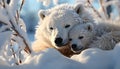 Cute Samoyed puppy playing in the snowy winter forest generated by AI Royalty Free Stock Photo