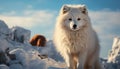 Cute Samoyed puppy playing in snowy winter forest generated by AI Royalty Free Stock Photo