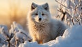 Cute Samoyed puppy playing in snowy winter forest generated by AI Royalty Free Stock Photo