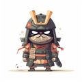 Cute Samurai Baby in Minimalist Digital Art Armor for Posters and Invitations.