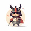 Cute Samurai Baby in Minimalist Digital Art. Perfect for Posters and Invitations.