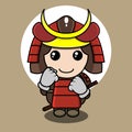 Cute samurai character mascot with simple concept