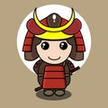 Cute samurai character mascot with simple concept