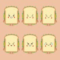 Cute Sandwich Character with Expression