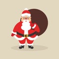 Cute Santa with bag of gifts. Character for Christmas and New Year. Modern flat design.