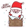 Cute Santa chimney cartoon Character Christmas. X mas