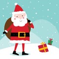 Cute Santa Claus bring gift sack, cute Christmas character