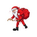 Cute Santa Claus carrying big bag