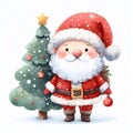 cute Santa Claus decorating a Christmas tree Royalty Free Stock Photo