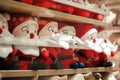 Cute Santa Claus doll group in the room background. Royalty Free Stock Photo