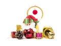 Cute santa claus encircle by decoration