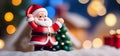 Cute Santa Claus Figurine in the Snow Royalty Free Stock Photo
