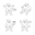 Cute Santa Claus outline cartoon character collection set, Happy X`mas new year for decoration greeting gift, Stickers, Banners Royalty Free Stock Photo