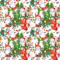 Cute Santa Claus seamless pattern. New Year illustration. Christmas background