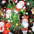 Cute Santa Claus seamless pattern. New Year illustration. Christmas background Royalty Free Stock Photo