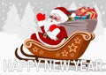 cute santa claus sleigh gifts and snow , new year