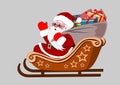 cute santa claus sleigh gifts and snow , new year