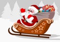 cute santa claus sleigh gifts and snow , new year