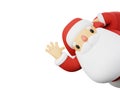 Cute Santa Claus Waving Hand. Christmas Holidays 3d rendering illustration. Royalty Free Stock Photo