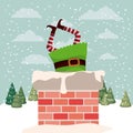 Cute santa helper with chimney Royalty Free Stock Photo