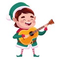 cute santa helper christmas character playing guitar Royalty Free Stock Photo