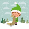 Cute santa helper with gifts list Royalty Free Stock Photo