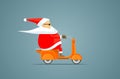 Santa on Scooter Bike Royalty Free Stock Photo