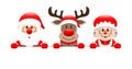 Santa Reindeer And Santas Wife Holding Banner Royalty Free Stock Photo