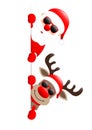 Santa And Reindeer Sunglasses Thumb Up Banner Right