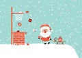 Santa On Roof With Sleigh Basketball Snow Turquoise Royalty Free Stock Photo