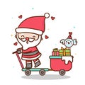 Cute santa vector Illustration Christmas character winter: Kawaii cartoon, Happy New year