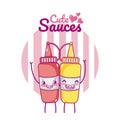 Cute sauces bottles kawaii cartoon