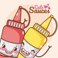 Cute sauces bottles kawaii cartoon