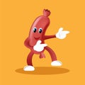 Cute Sausage Mascot celebration two finger