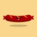 Cute sausage vector in kawaii style