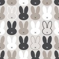 Cute Scandinavian Easter Bunny seamless pattern with primitive geometric silhouettes of rabbit head in neutral colors Royalty Free Stock Photo