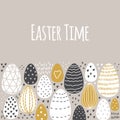 Cute Scandinavian Easter Eggs collection background with hand drawn textures and decoration elements