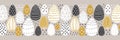 Cute Scandinavian Easter Eggs collection horizontal background with hand drawn textures and decoration elements Royalty Free Stock Photo