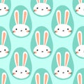 Cute scandinavian Easter seamless pattern with hand drawn rabbits egg shaped portrait, creative spring design