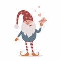 Cute Scandinavian gnome holding in hand envelope with love message