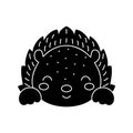 Cute Scandinavian hedgehog head. Animal face for kids t-shirts, wear, nursery decoration, greeting cards, invitations