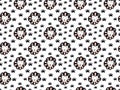 Cute Scandinavian seamless pattern of hand-drawn lions heads and black cat footprints on a white background. For the design of chi