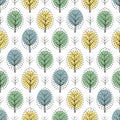 Cute scandinavian style decorative trees seamless pattern.