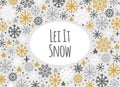 Cute Scandinavian Winter background with hand drawn snowflakes