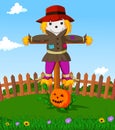 Cute Scarecrow cartoon Royalty Free Stock Photo