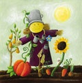 Cute Scarecrow on the field Royalty Free Stock Photo